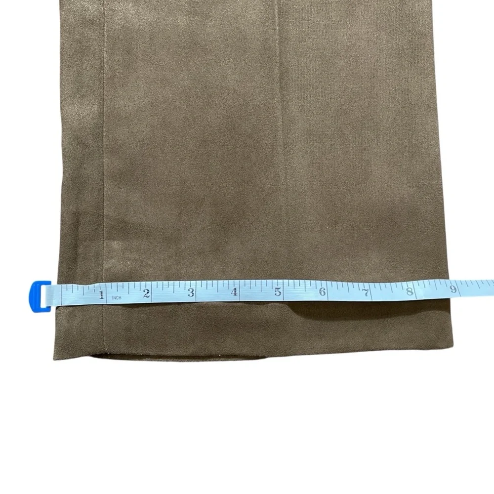 Casual Corner Faux Suede Brown Straight Leg Pants Sz 6 Minimalist Workwear‎ Chic